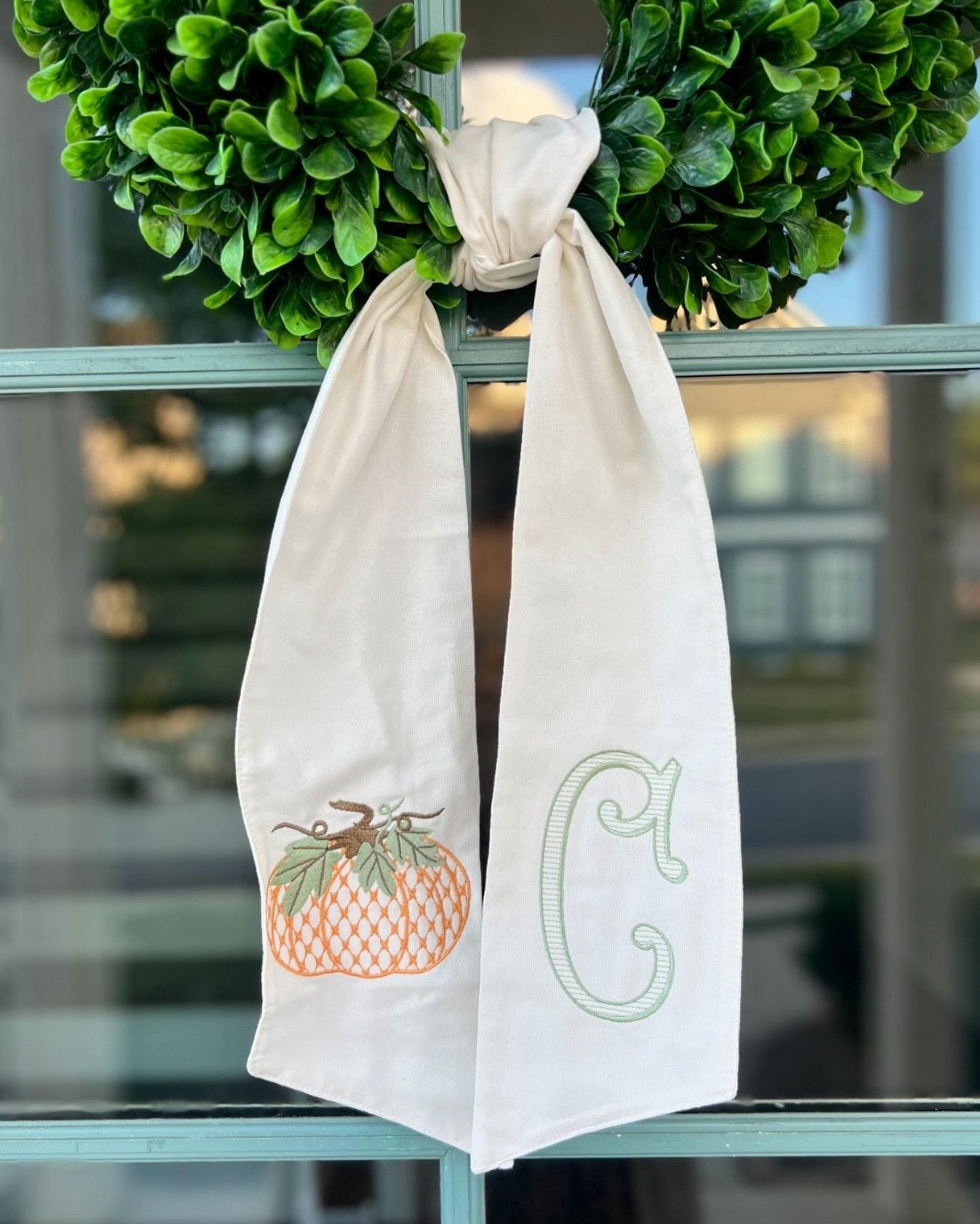 More wreath sash options with custom monogram 

#LTKHome #LTKSeasonal #LTKHalloween