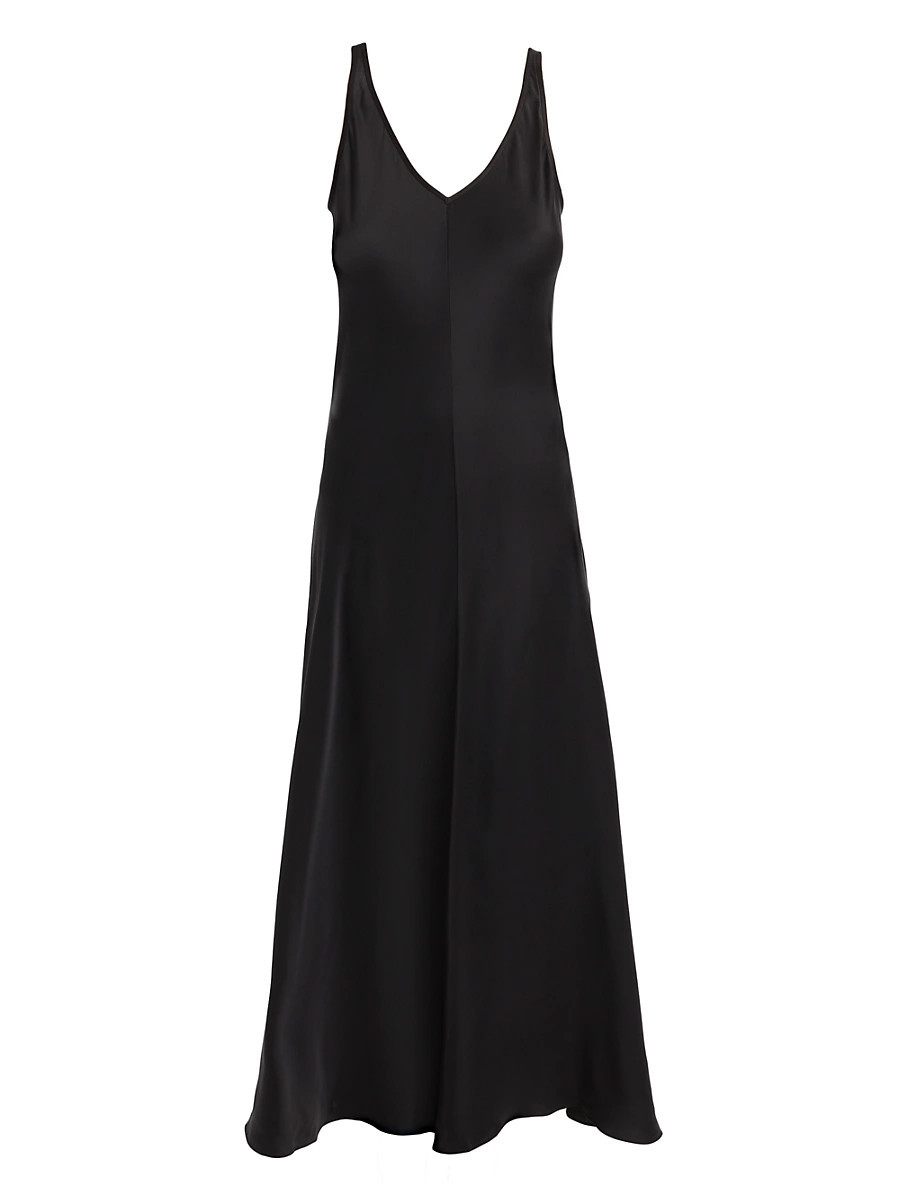 Women's Washable Silk Maxi Bias Dress - Immersed Black - Size XS | Saks Fifth Avenue