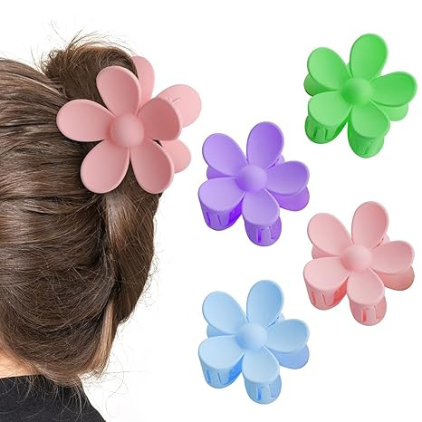Molain 4 Pieces Hair Claw Clips, Acrylic Big Flower Jaw Clips Non Slip Cute Hair Clamps Barrette ... | Amazon (US)