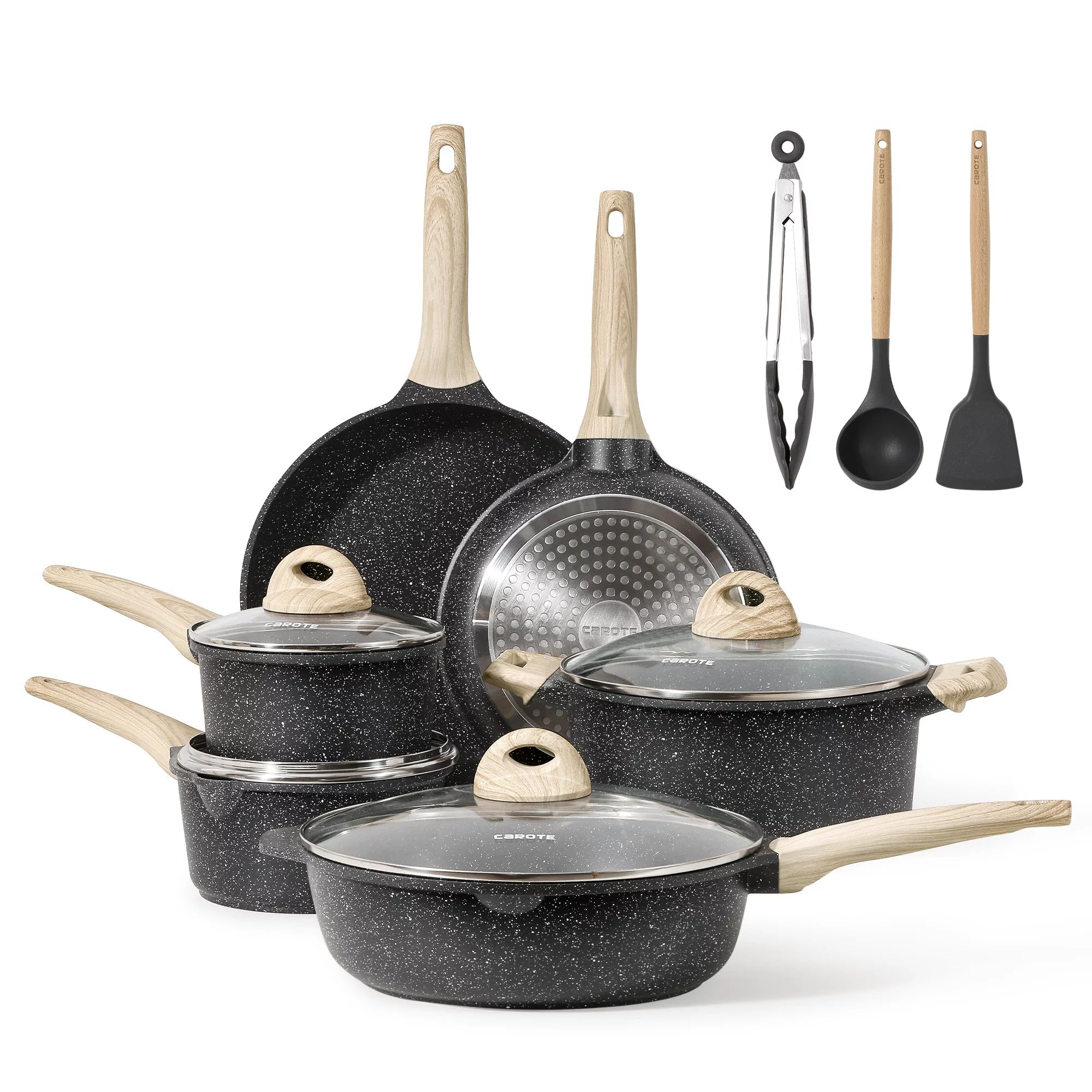 Carote Nonstick Pots and Pans Set, 13 Pcs Induction Kitchen Cookware Sets (Black Granite) | Walmart (US)