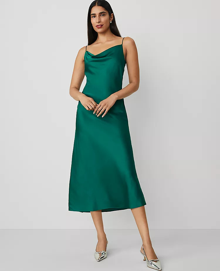 Satin Cowl-Neck Slip Dress | Ann Taylor (US)