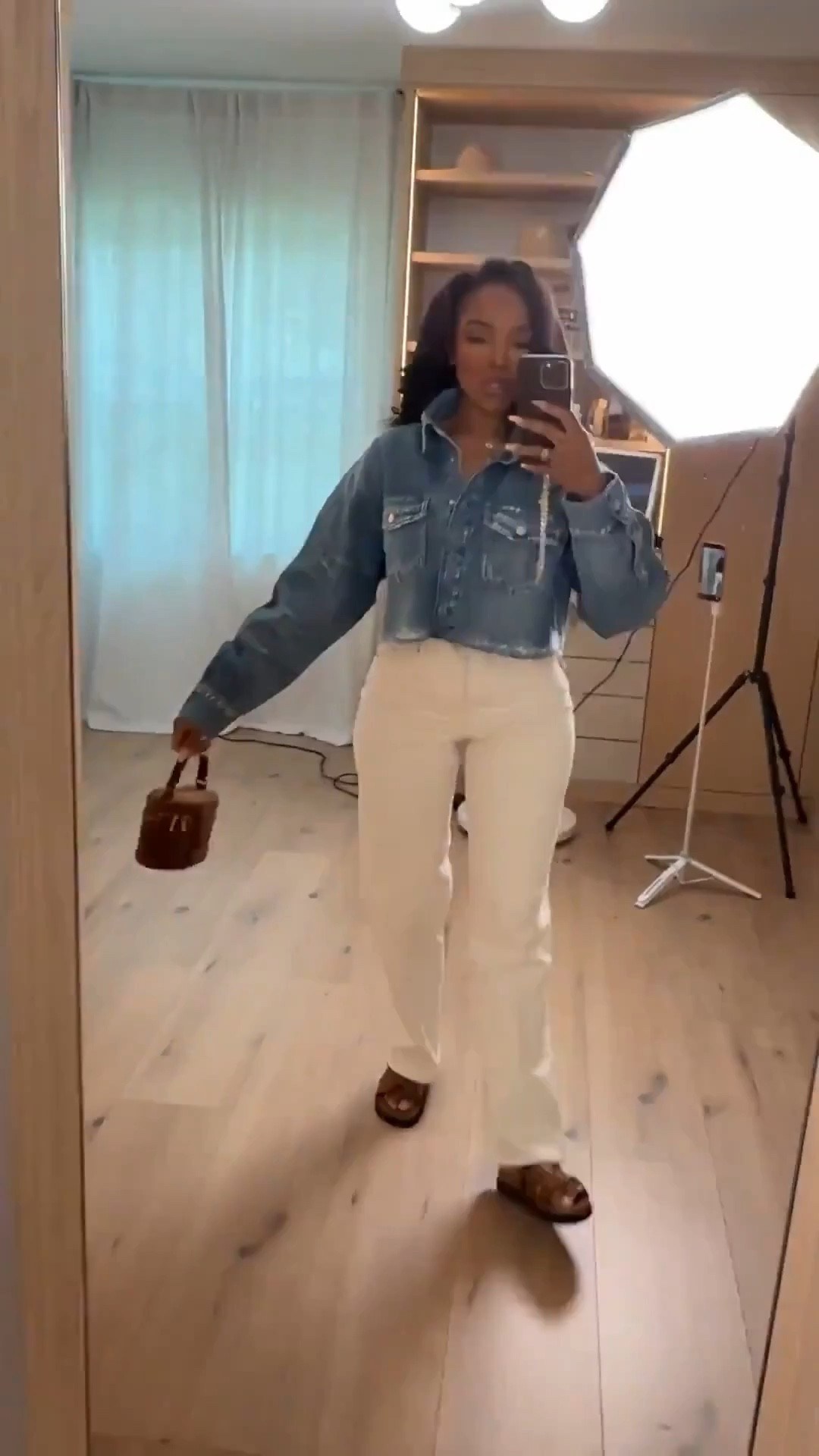 Scroll to shop this casual-chic outfit featuring a cropped denim jacket styled with tailored cream trousers and rich brown accessories for a balanced, elevated everyday look. The structured jacket adds a cool edge while the neutral trousers keep the outfit polished and versatile.

Perfect for casual work days, brunch, weekend errands, or an easy elevated daytime outfit.

5'4" | 138 lbs | 34D bust | 27" waist | 40" hips

#LTKvlog #LTKootd #LTKSpringSale

#LTKootd #LTKgrwm #LTKPetite