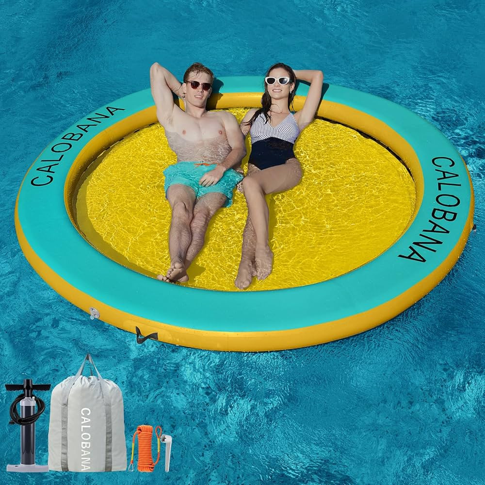 Round Floating Ring Inflatable Water Hammock Heavy Duty River Floats Lake Raft for Adults Tanning... | Amazon (US)