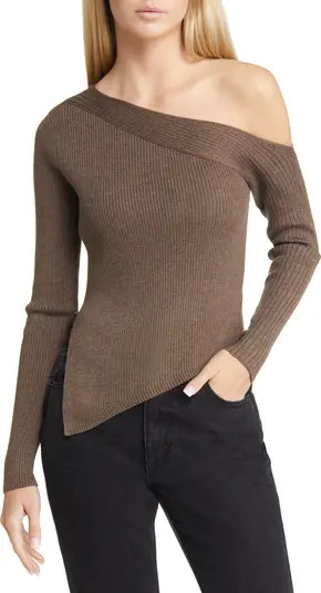 ASTR the Label One Shoulder Long Sleeve Rib Sweater | Nordstrom | Nordstrom