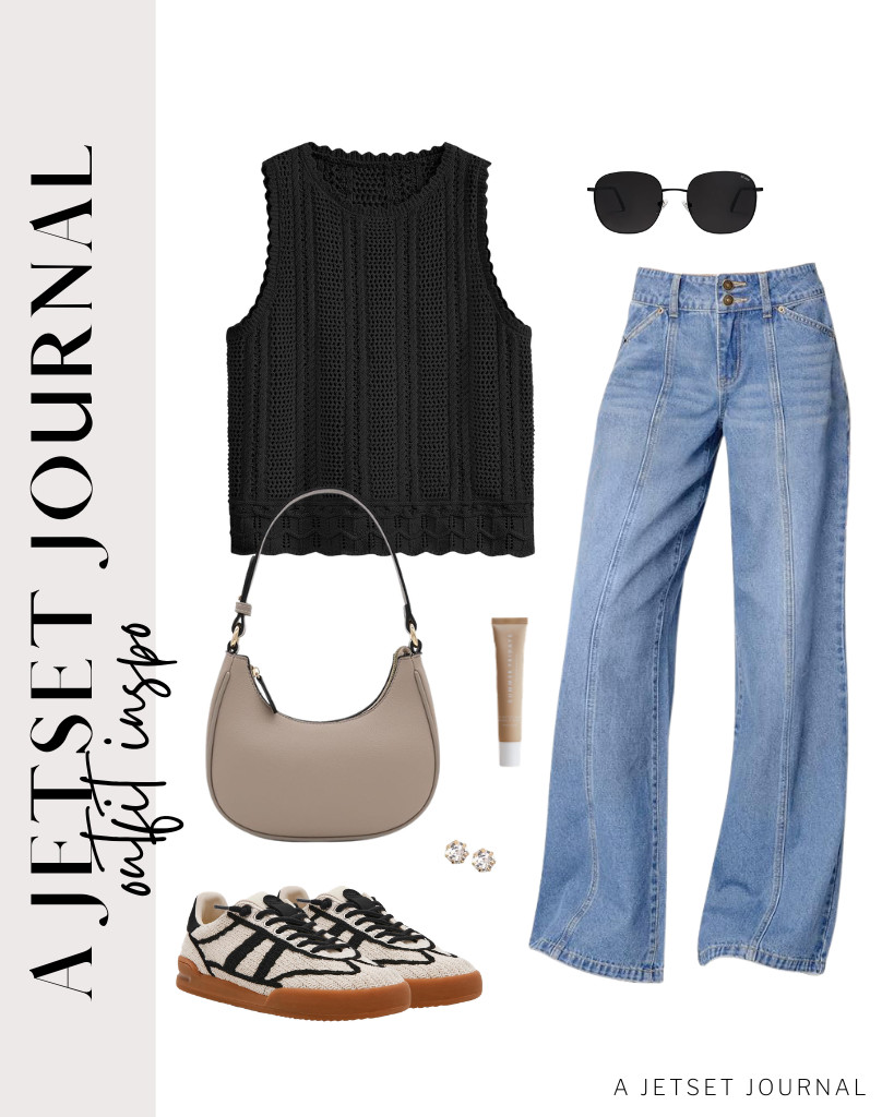 I love how this black crochet sweater vest pairs perfectly with jeans and Steve Madden’s Verdict sneakers. Accessorize this fit with stud earrings and a crescent shoulder bag. 

 #LTKSeasonal #LTKSaleAlert #LTKTravel