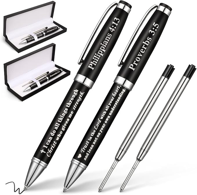 2 Set 3:5 Christian Engraved Gift Pen Bible Verse Pastor Gifts for Men Christian Pen with Box and... | Amazon (US)