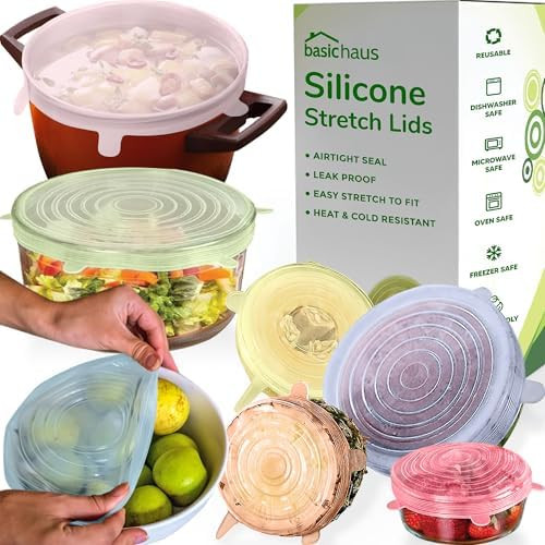 Reusable Silicone Stretch Lids for Food Storage in Fridge - Elastic Heat-Resistant Bowl Covers, C... | Amazon (US)