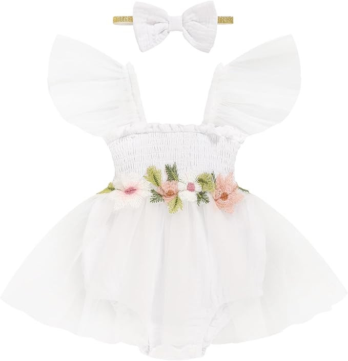 TITKKOP Baby Girl Tulle Romper|Newborn Summer Bodysuit|First Birthday Photo Shoot|Cake Smash Outf... | Amazon (US)