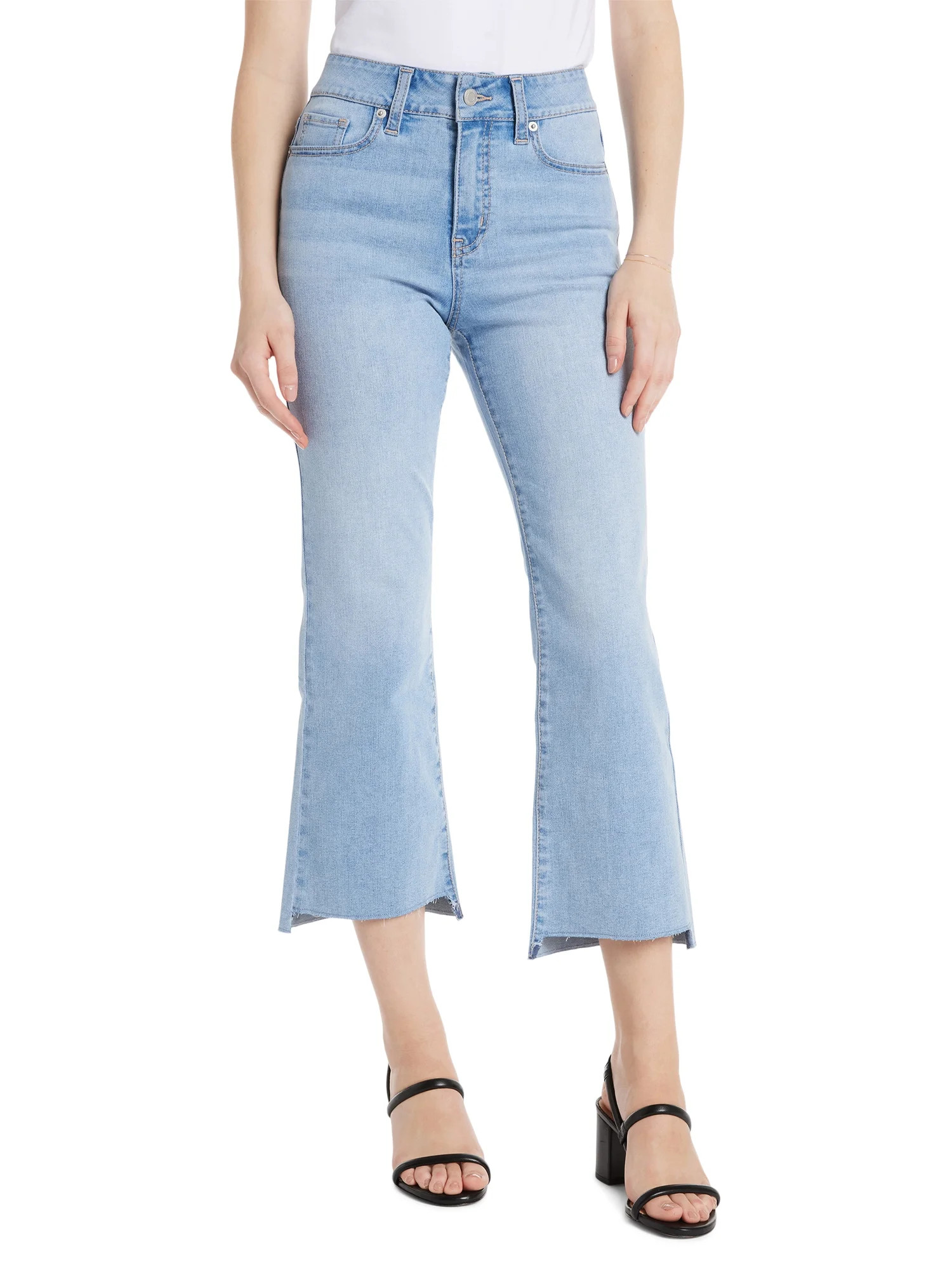 Time and Tru Women's and Women's Plus High Rise Step Hem Kick Flare Jeans, 26" Inseam, Sizes 2-20 | Walmart (US)