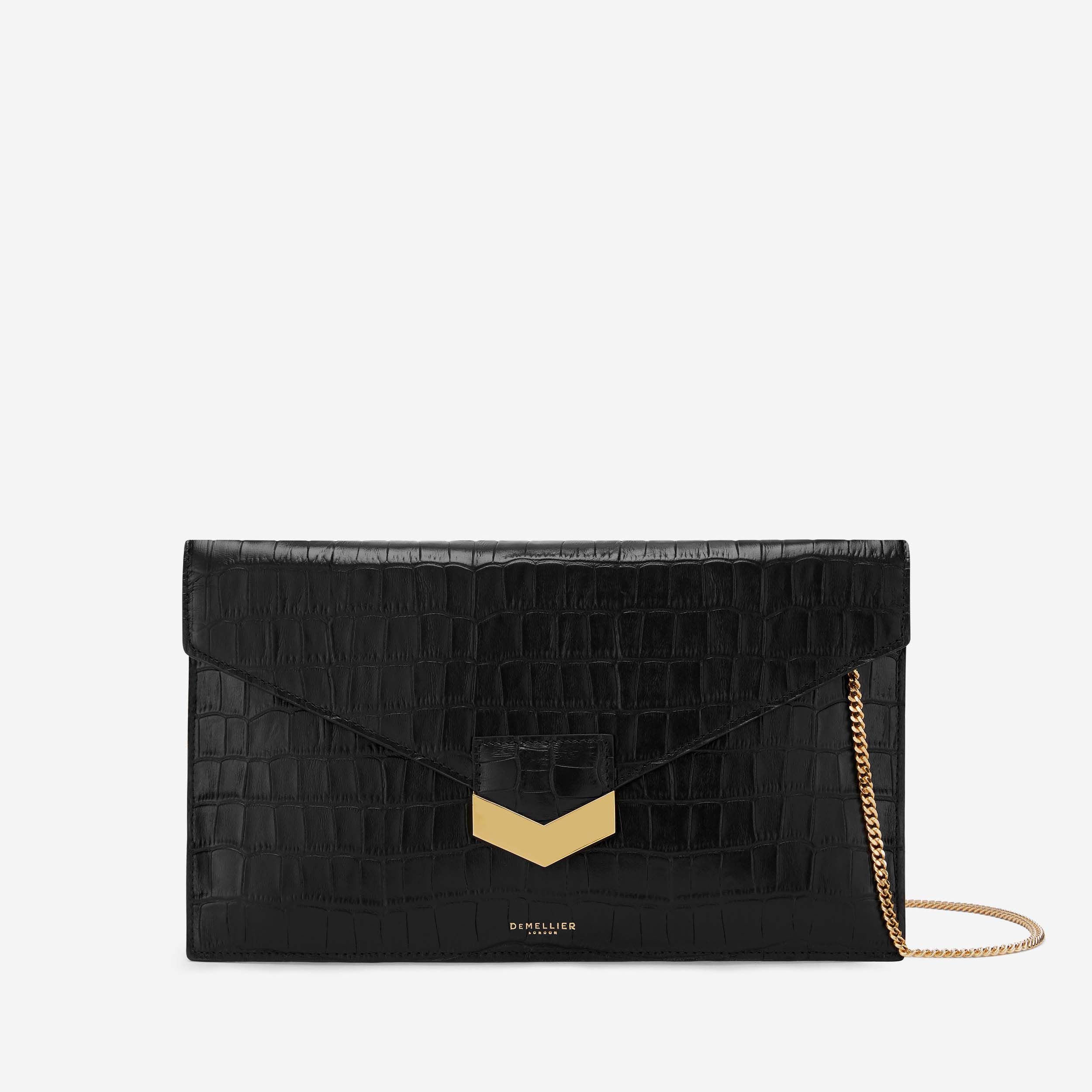 The London Clutch | Black Croc-Effect | DeMellier | DeMellier