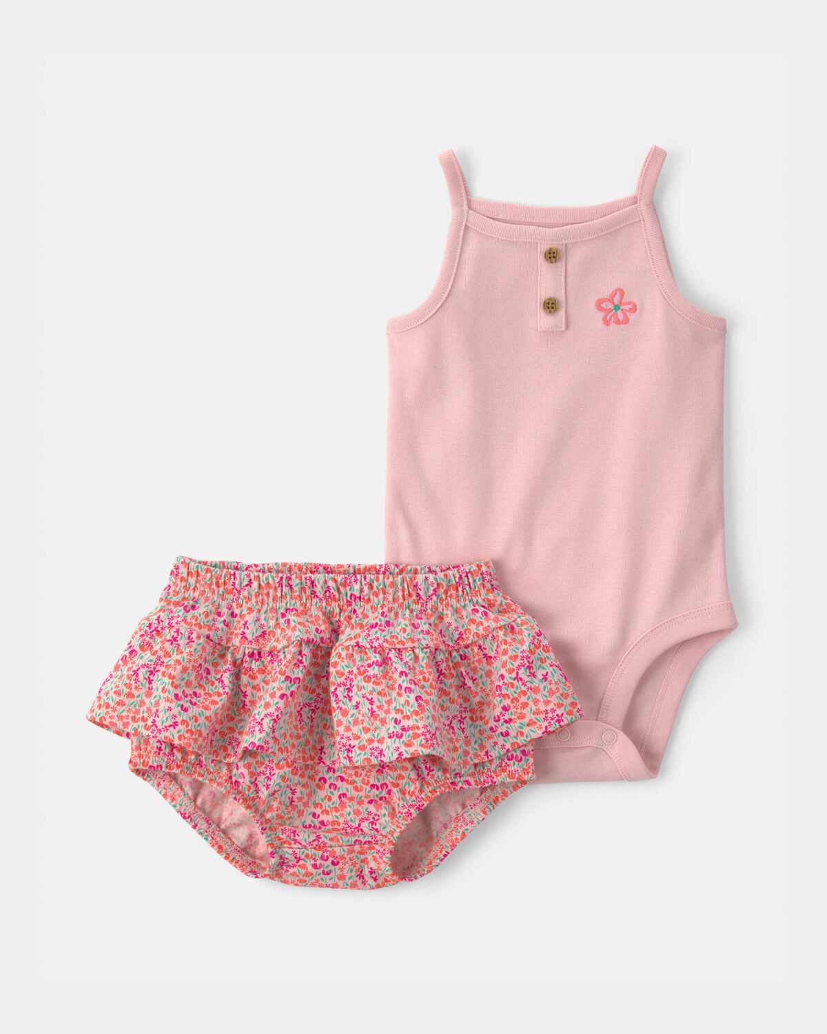 Baby Girl 2-Piece Floral Sleeveless Top & Short Set - Pink | Carter's Inc