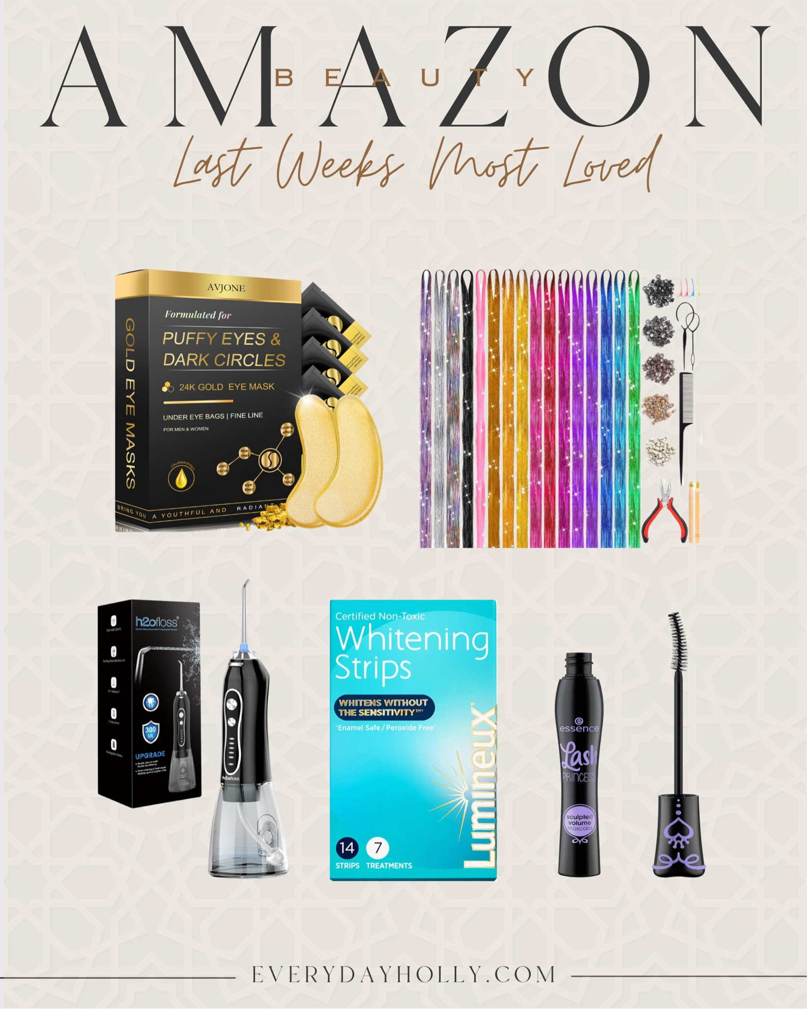 Beauty Essentials

Amazon finds  beauty items  mascara  whitening strips  hair tinsel  waterpick  gold eye mask  gifts for her  stocking stuffers  beauty essentials  EverydayHolly

#LTKBeauty #LTKFindsUnder50