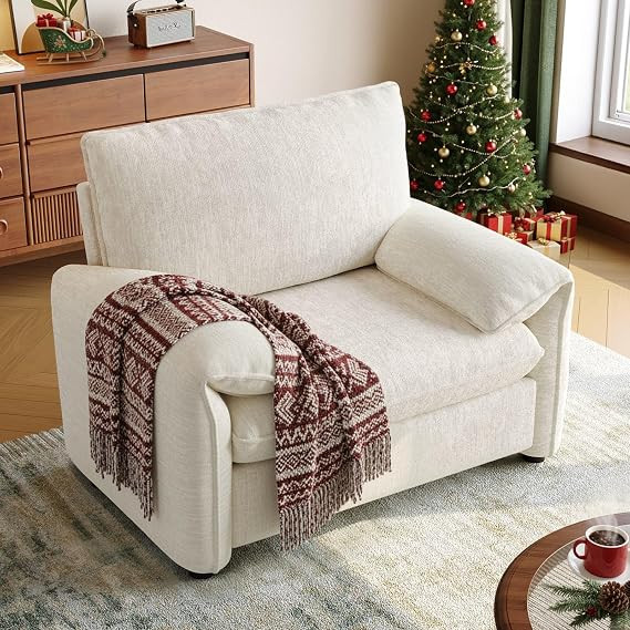 Oversized Accent Chair, 41 Inch Chenille Fabric Armchair, Comfy Single Sofa Chair with Padded Arm... | Amazon (US)