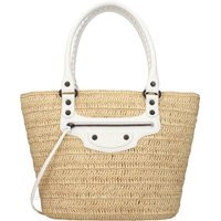Balenciaga Women's Le City Raffia Shoulder Bag Beige/White | Balardi (US & Canada)