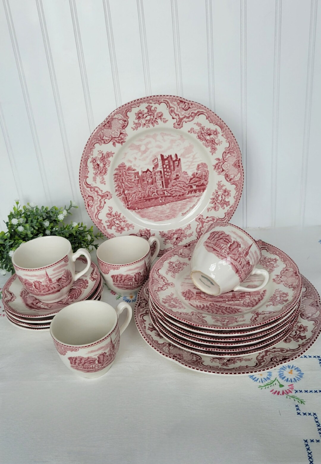 Johnson Bros Old Britain Castles Pink Dinnerware Plates Red Transferware Pink Transferware Englis... | Etsy (US)