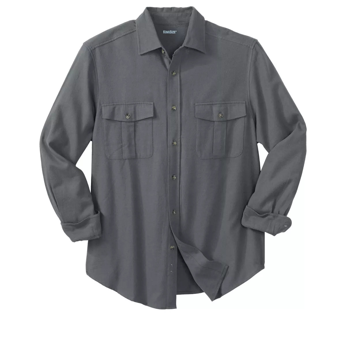 KingSize Men's Big & Tall Solid Double-Brushed Flannel Shirt | Target