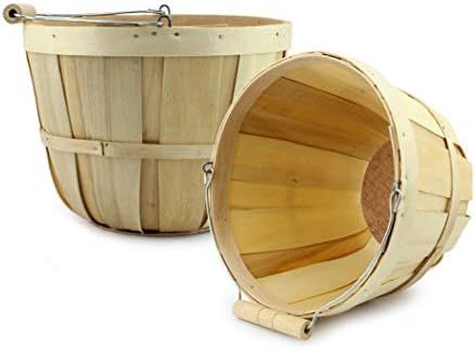 Cornucopia Brands Round Wooden Baskets (2-Pack, Natural); Wood Fruit Buckets with Handle, 4-Quart... | Amazon (US)