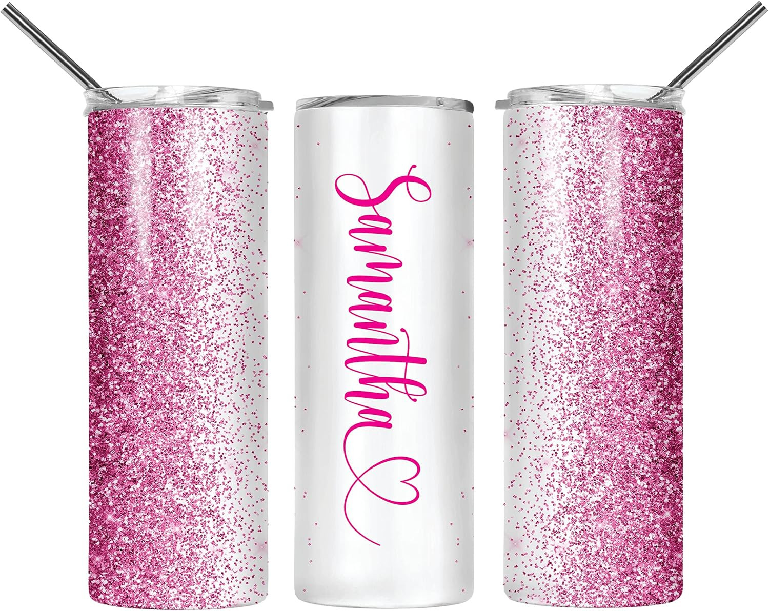 Personalized Tumbler with lid and straw | 20oz Stainless Steel Insulated Tumblers | Personalized ... | Amazon (US)