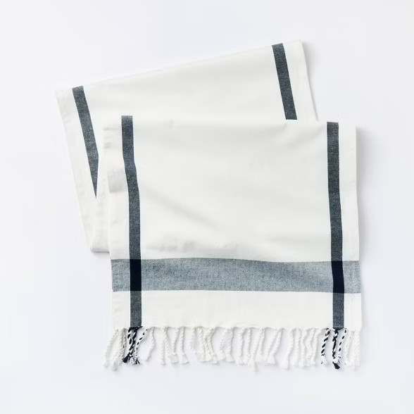 Cotton Plaid Table Runner Cream – Threshold™ designed with Studio McGee | Target
