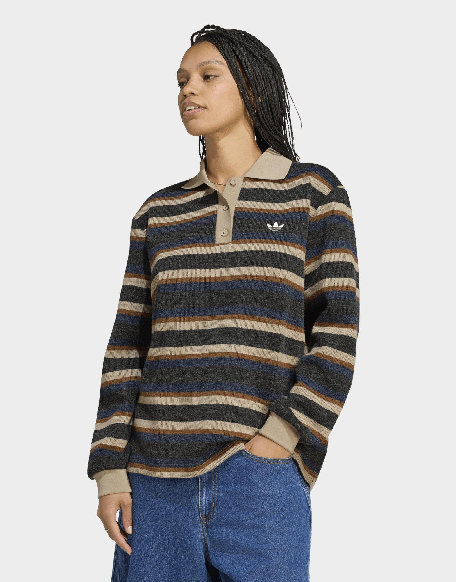 adidas Stripe Knitted POLO Top | JD Sports (UK)