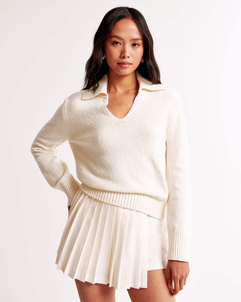 Women's Textural Notch-Neck Sweater | Women's Tops | Abercrombie.com | Abercrombie & Fitch (US)