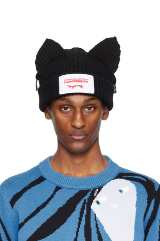 Black Chunky Ears Beanie | SSENSE