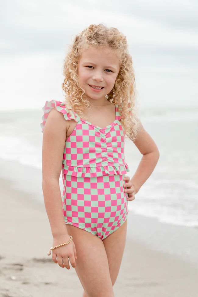Kid's Beach Vibes Only In Watermelon Crawl One Piece Swimsuit SALE | Pink Lily