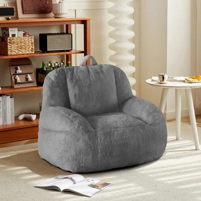 Giant Bean Bag Chair, Faux Fur Stuffed Bean Bag Couch with Filler, Bean Bag Chair for Adults, Big Lazy Sofa Floor Sofa with Handle, Large Living Bean | Wayfair North America