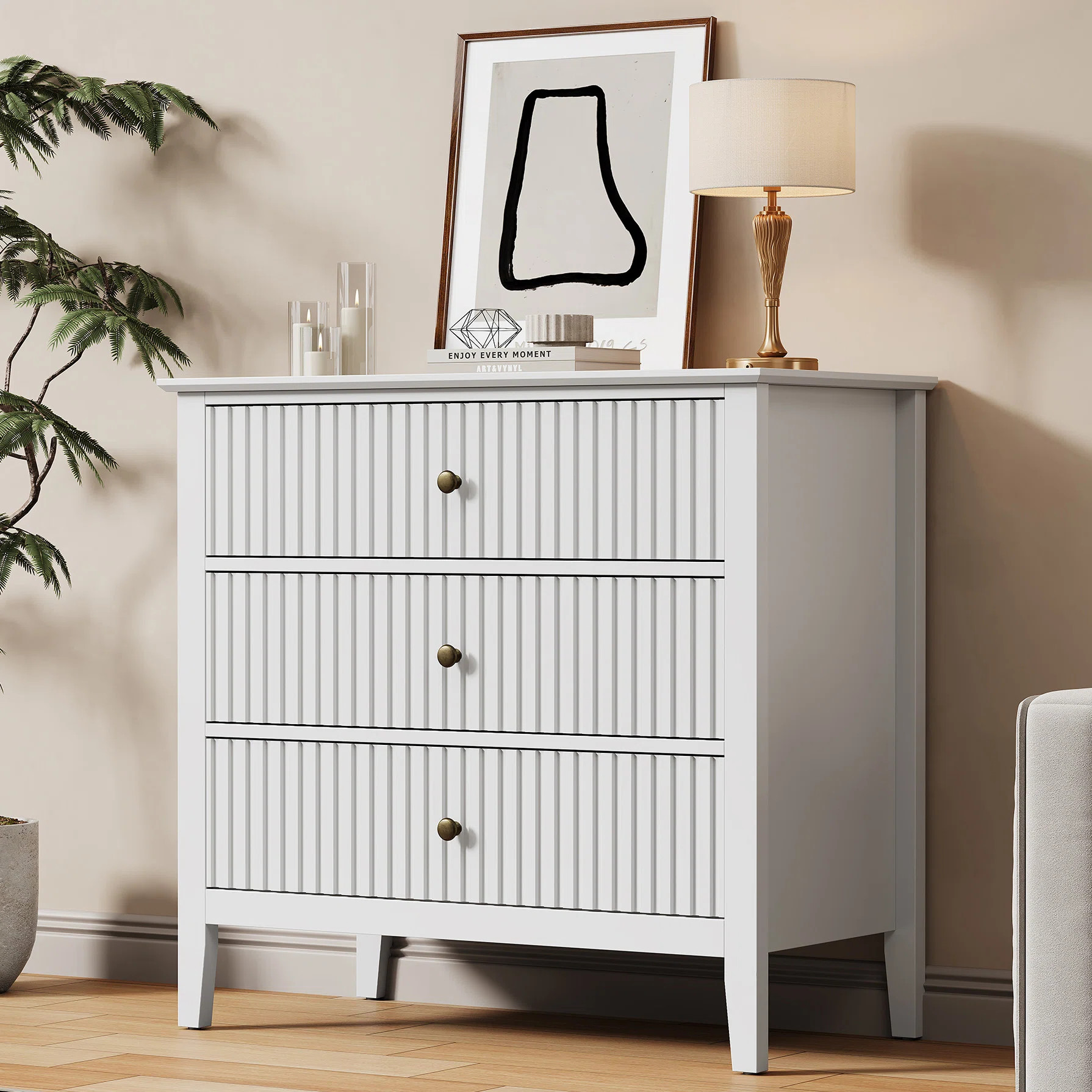 Amberrae Large 3 Drawer Dresser, Wide Chest of Drawers | Wayfair North America