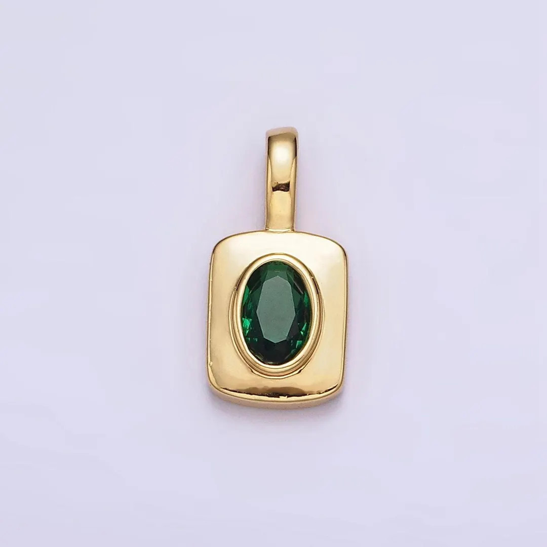 Mini Tag Charm With Emerald Green Cz Oval Stone for Necklace Pendant Jewelry Making Supply Aa-571... | Etsy (US)