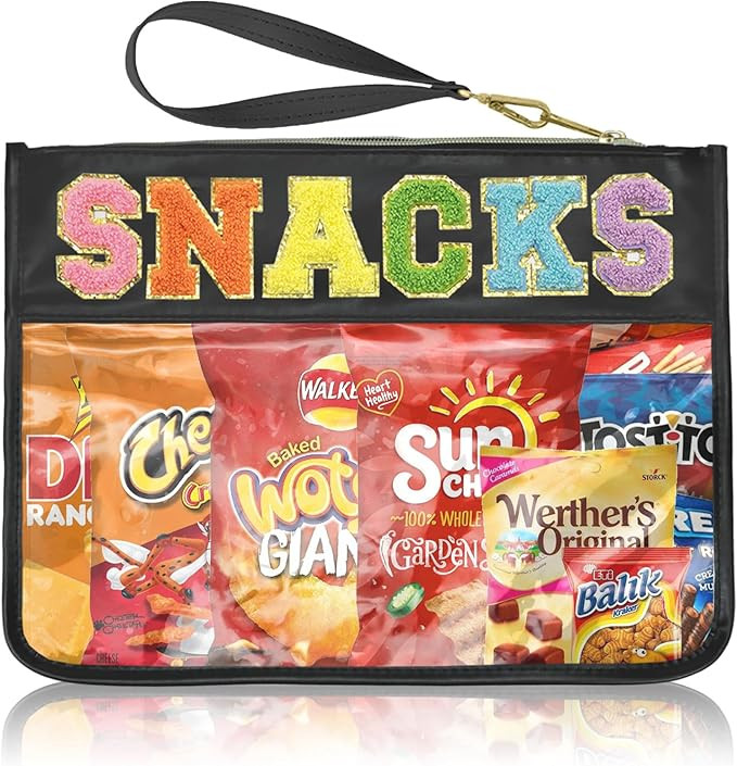 Snack Bags Pouch Travel Makeup Bag Chenille Letter Bags for Zipper Pouch Clear Cosmetic Bag Tote ... | Amazon (US)