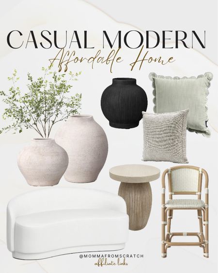 Casual modern home decor that’s affordable from amazon, target and tjmaxx. Curved sofa, pillows, vases, side table, counter stools, round table, vintage vase

#LTKhome #LTKxTarget #LTKstyletip