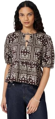 Amazon Essentials Women's Cotton Sateen Relaxed-Fit Peplum Blouse | Amazon (US)