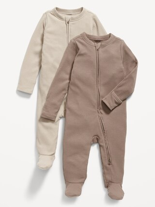 Unisex 2-Way-Zip Sleep & Play Footed One-Piece 2-Pack for Baby | Old Navy (CA)