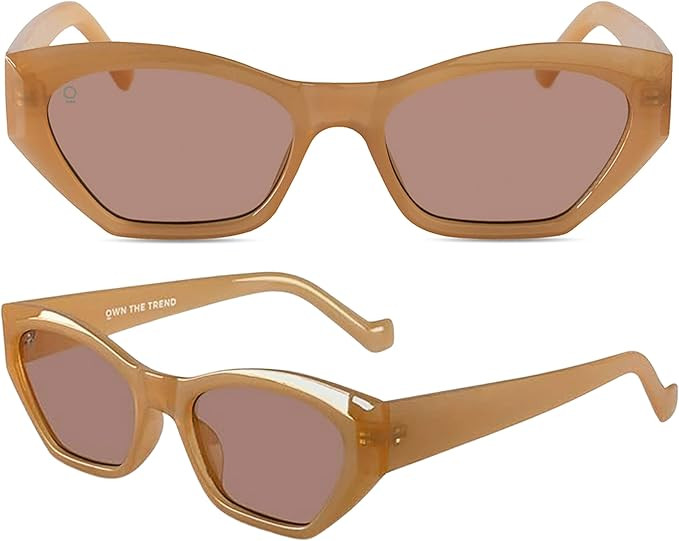 Trendy Sunglasses for Women - Vintage Retro Cateye Y2K Fashion Sun Glasses for Girls | Amazon (US)