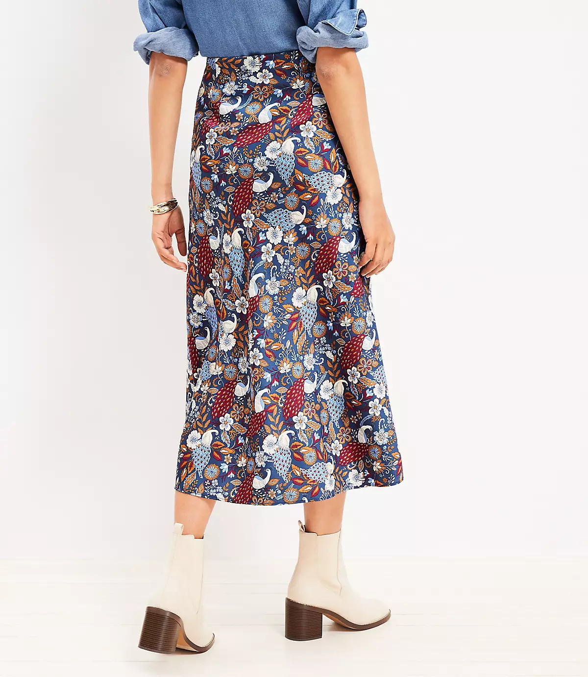Peacock Bias Midi Skirt | LOFT