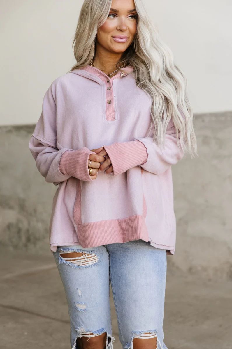 Cozy Henley Pullover - Pink | Mindy Mae's Market