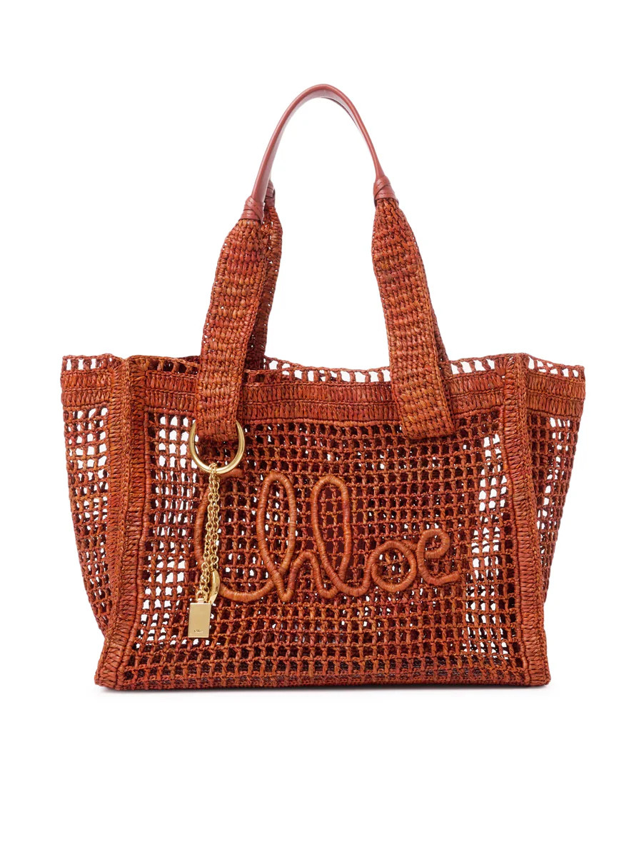 EAST-WEST SUMMER BANANA TOTE BAG IN RAFFIA | Suitnegozi INT