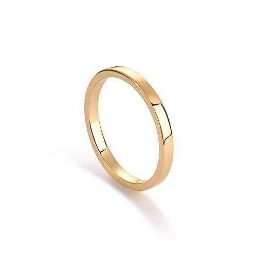 PAVOI 14K Gold Plated Stacking Ring | Bands for Women (Yellow Plated, 5) | Amazon (US)