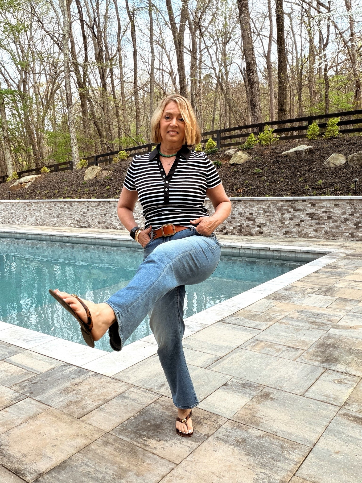 I got the black shiny ones. They look awesome either way this outfit! 

#LTKgrwm #LTKOver40 #LTKSeasonal