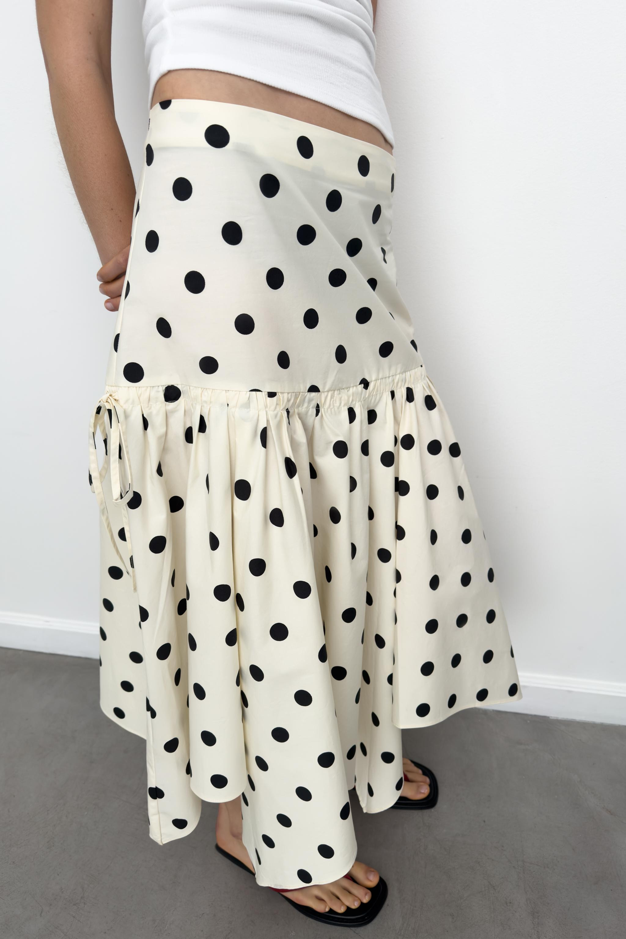 ASYMMETRIC POLKA DOT MIDI SKIRT | Zara US