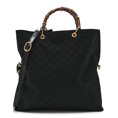 Gucci GG Monogram Bamboo Reversible Tote Black | FASHIONPHILE (US)