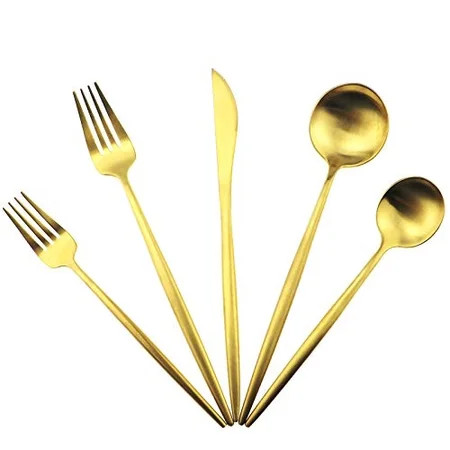 Gugrida Gold Flatware, Royal 5 Piece Luxury Matte Finish 18/10 Stainless Steel Tableware Sets for 1  | Walmart (US)