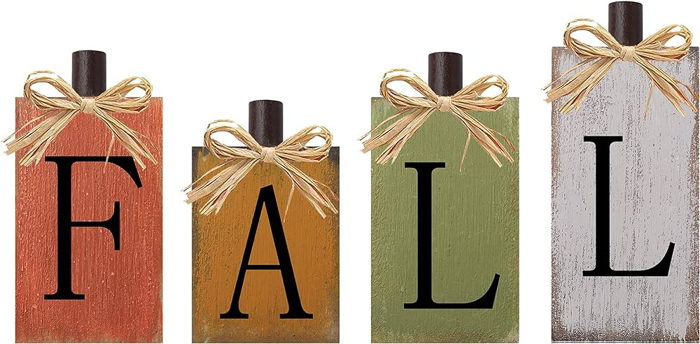 Fall Decorations for Home Thanksgiving Signs Wooden Table Sign Vintage Farmhouse Block Sign Harve... | Amazon (US)