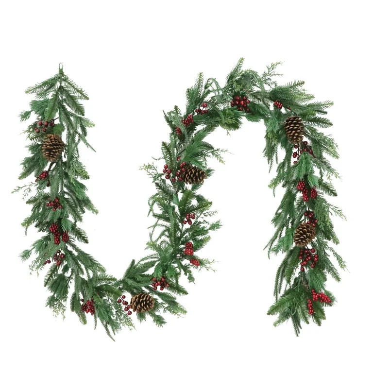 Fairfield Natural Feel Unlit Artificial Christmas Garland, Green, 9', by Holiday Time | Walmart (US)