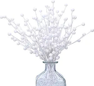 Trimgrace 12 Pack Artificial White Berry Stems 14" Fake Holly Berry Picks for Christmas Tree Vase... | Amazon (US)