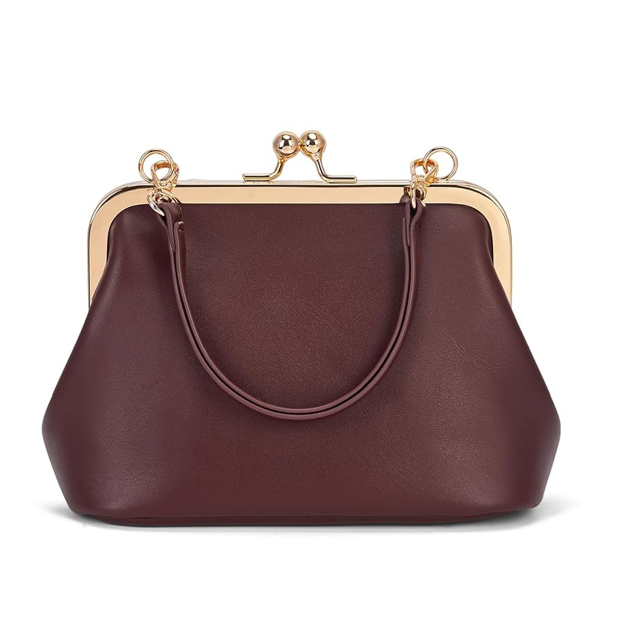 Mini Women's Kiss Lock Crossbody Bag PU Small Top Hand Handbags Kiss Clasp Crossbody Purses Eveni... | Amazon (US)