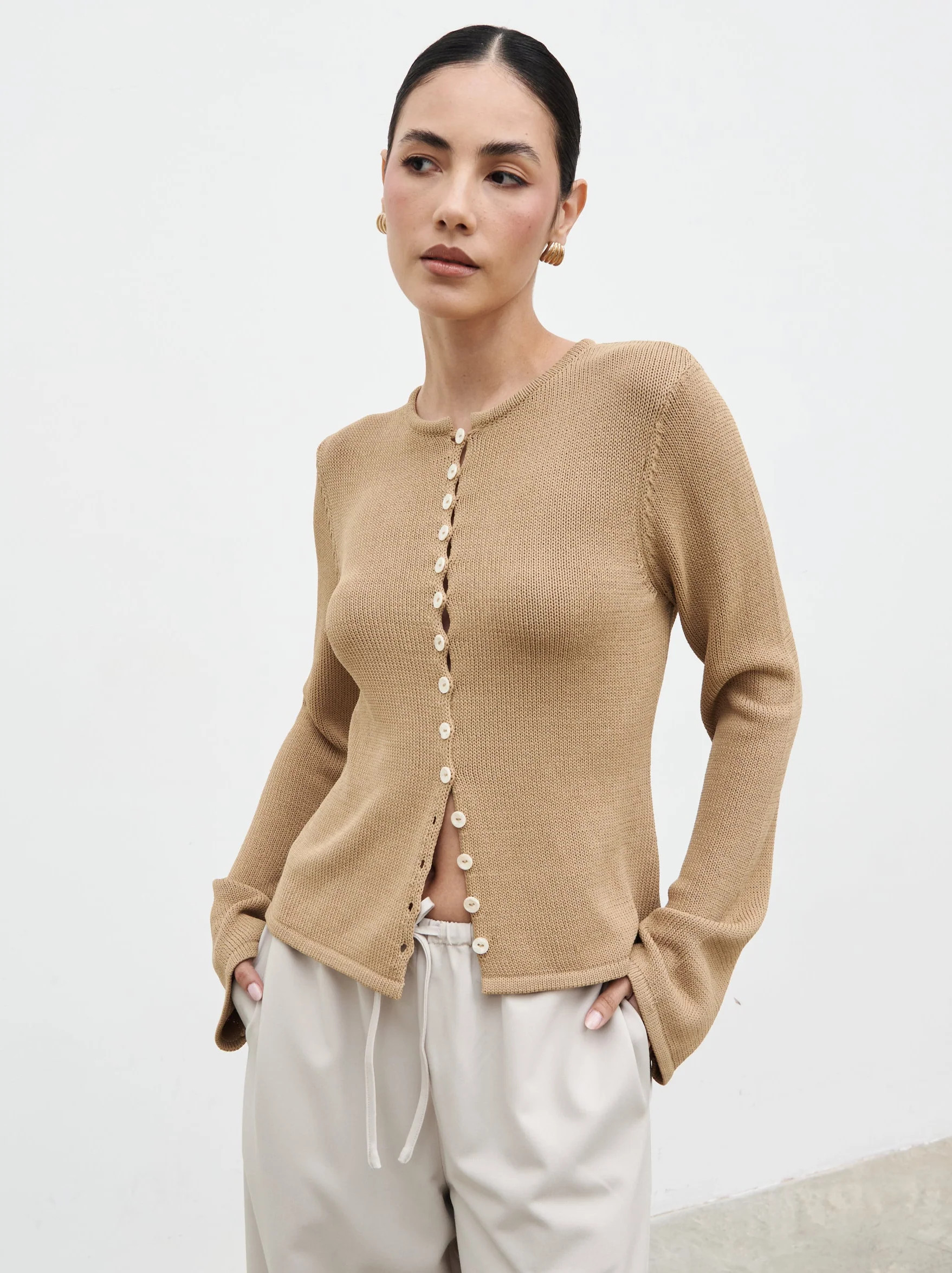 Kendall Rustic Button Down Knit Top | Pretty Lavish (UK)