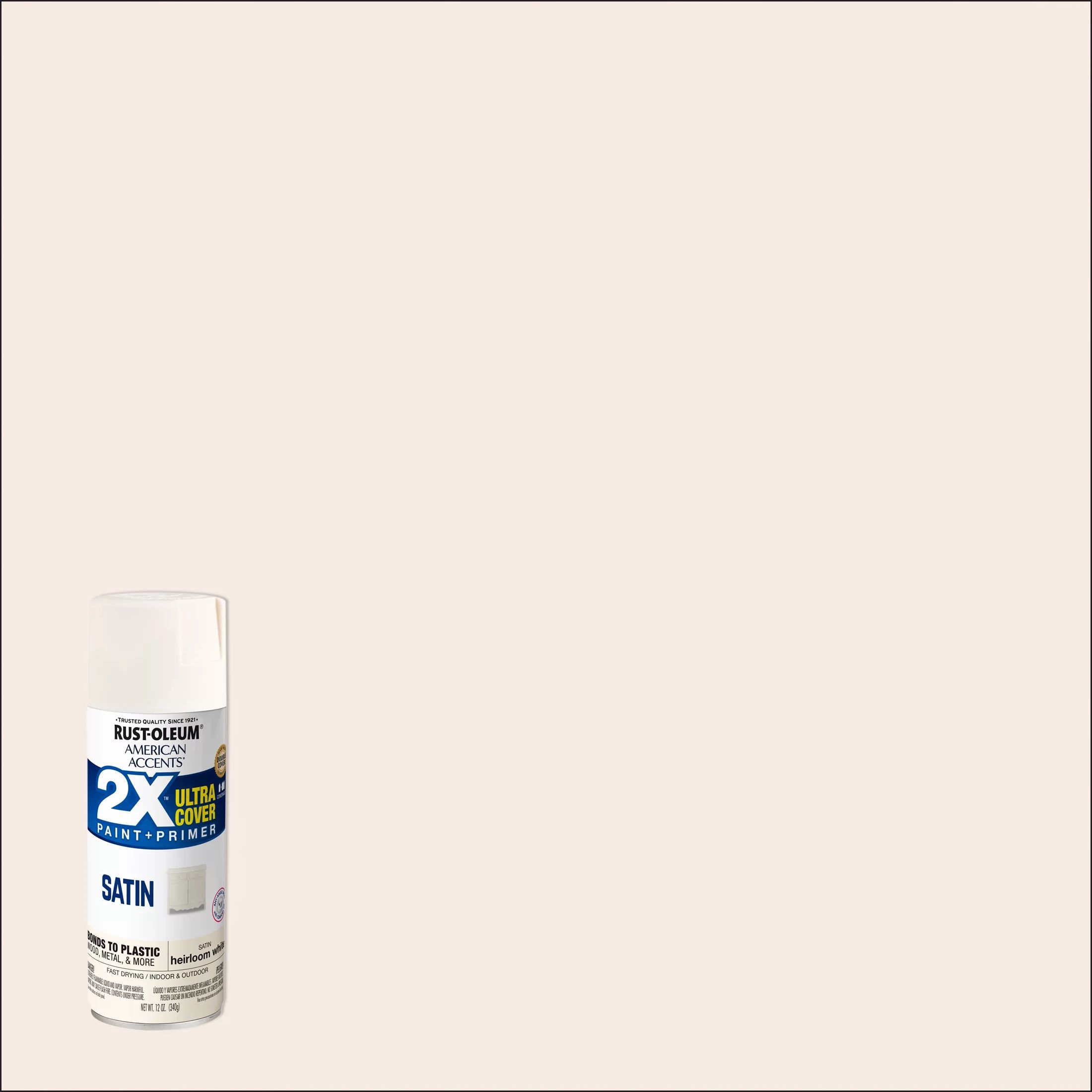 Heirloom White, Rust-Oleum American Accents 2X Ultra Cover Satin Spray Paint- 12 oz | Walmart (US)