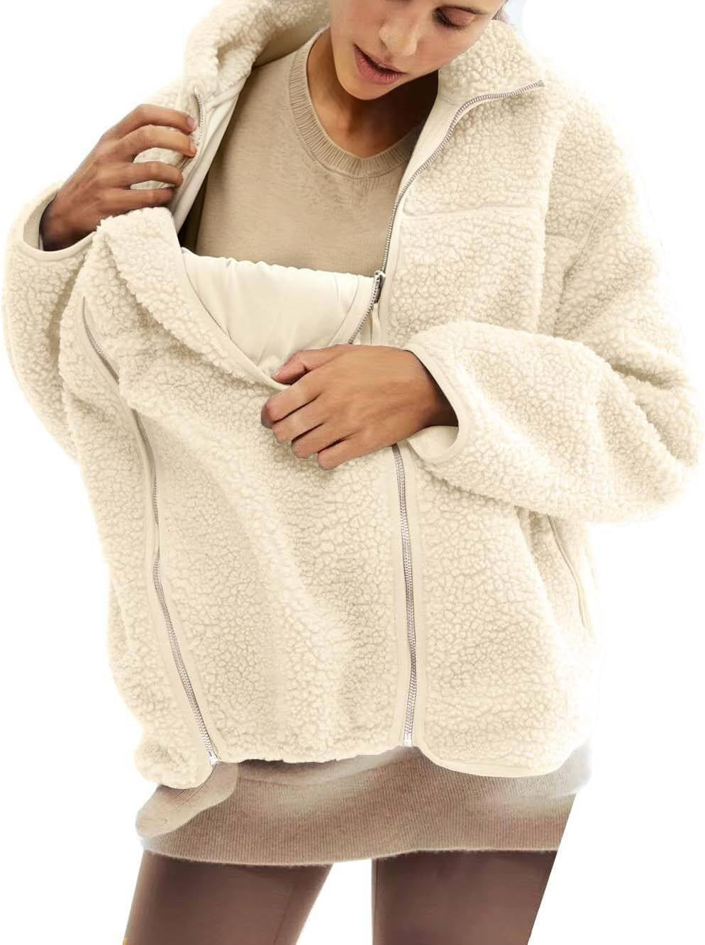Maternity Coat Winter Mom Cozy Thicken Coats Fleece Sherpa Jacket | Amazon (US)